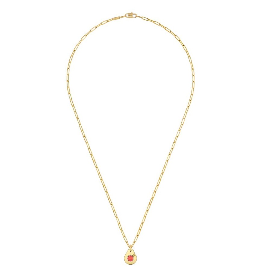 Jewelry Dinh Van | Menottes Coral Pendant Chain Necklace