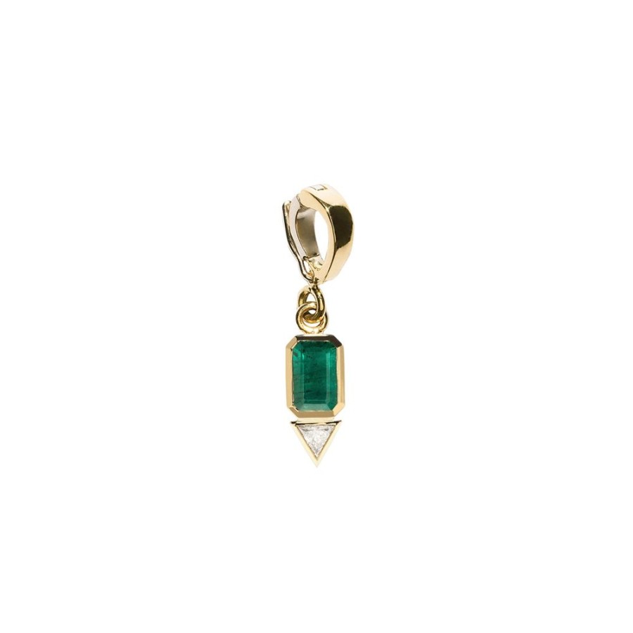 Jewelry Azlee | Trillion Small Diamond Charm - Emerald