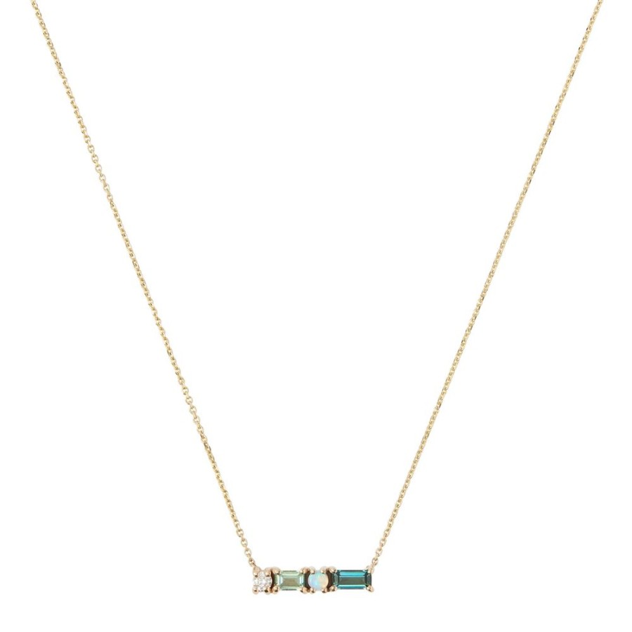 Jewelry WWAKE | Pillar Necklace - Tourmaline, Opal & Diamond