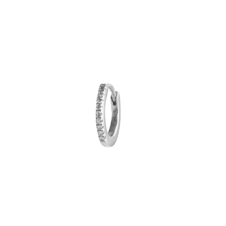 Jewelry Pamela Love | 6.5Mm Pave Diamond Huggie - White Gold