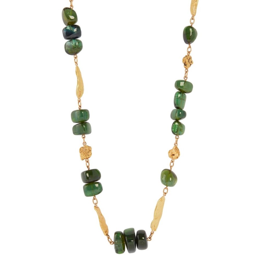 Jewelry Lisa Eisner Jewelry | Green Tourmaline And Gold Nugget Necklace