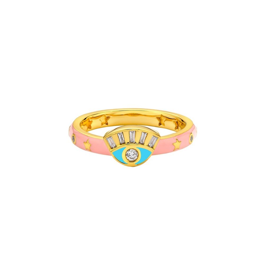 Jewelry Buddha Mama | Skinny Evil Eye Ring - Pink & Blue