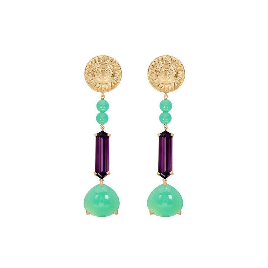 Jewelry Marina B | Manila Soleil Earrings - Chrysoprase & Amethyst