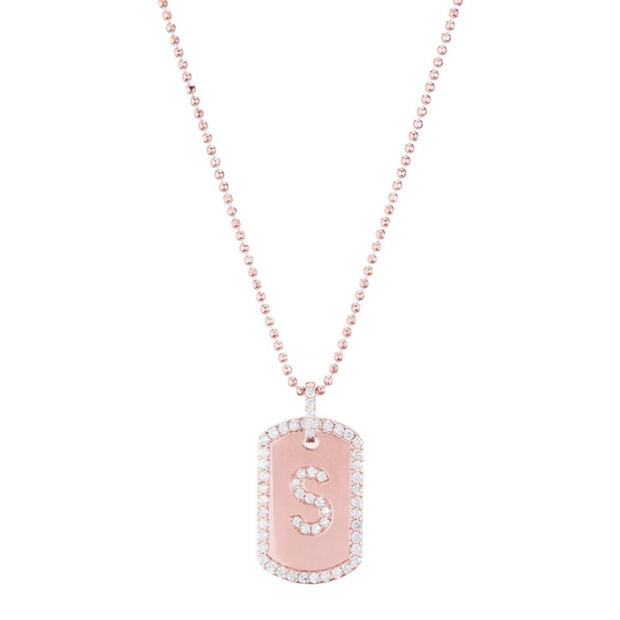 Jewelry Carbon & Hyde | Custom Initial Dog Tag Necklace - Rose Gold