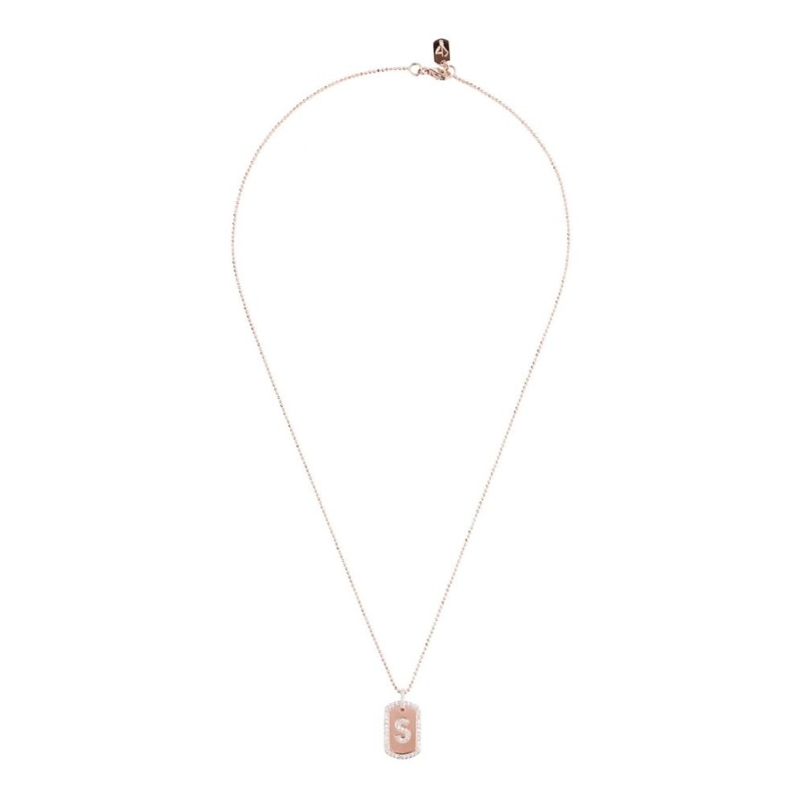 Jewelry Carbon & Hyde | Custom Initial Dog Tag Necklace - Rose Gold