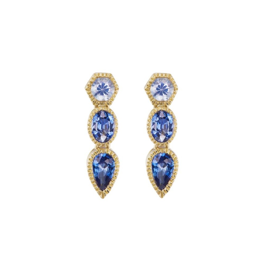 Jewelry Ark | Lakshmi Triple Drop Earrings - Blue Sapphire