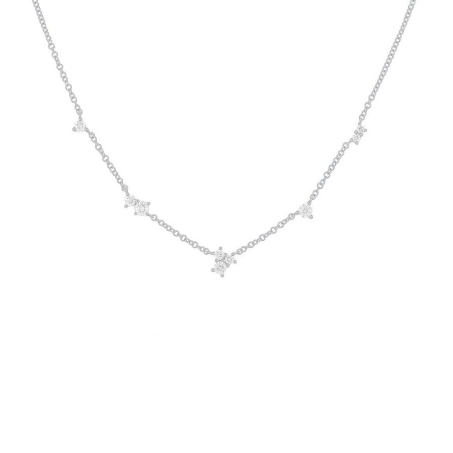 Jewelry EF Collection | Cluster Necklace - White Gold