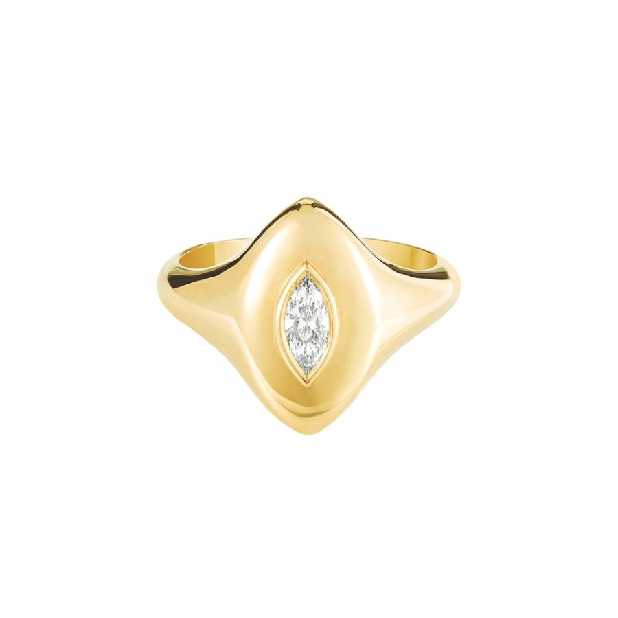 Jewelry Carbon & Hyde | Marquise Diamond Pinky Ring - Yellow Gold