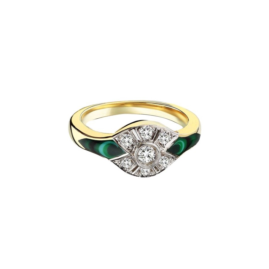 Jewelry Melis Goral | Malachite Enamel Oval Reflection Ring