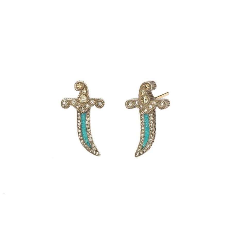 Jewelry Sevan Bıçakçı | Mosaic Dagger Stud Earrings - Turquoise