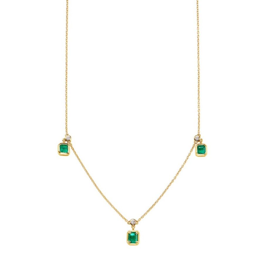 Jewelry Milamore | Triple Emerald & Diamond Necklace