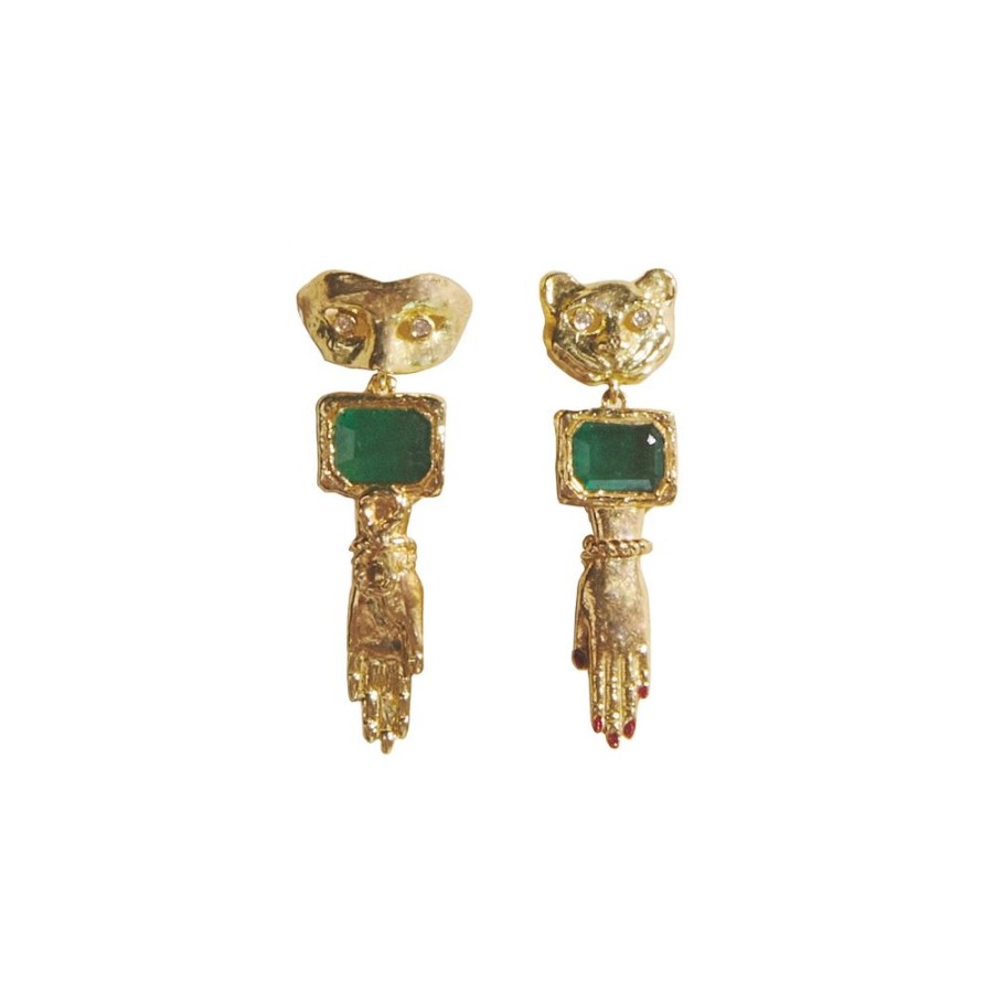 Jewelry Pamela Love | Emerald & Diamond Leonor Earrings