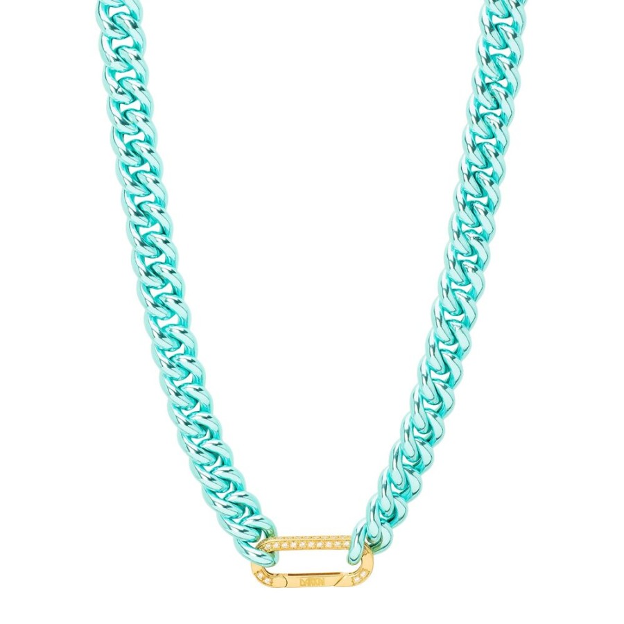 Jewelry DARKAI | Cuban Link Necklace - Sky & Yellow Gold