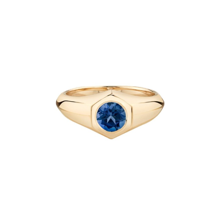 Jewelry Lizzie Mandler | Birthstone Signet Ring - September Sapphire