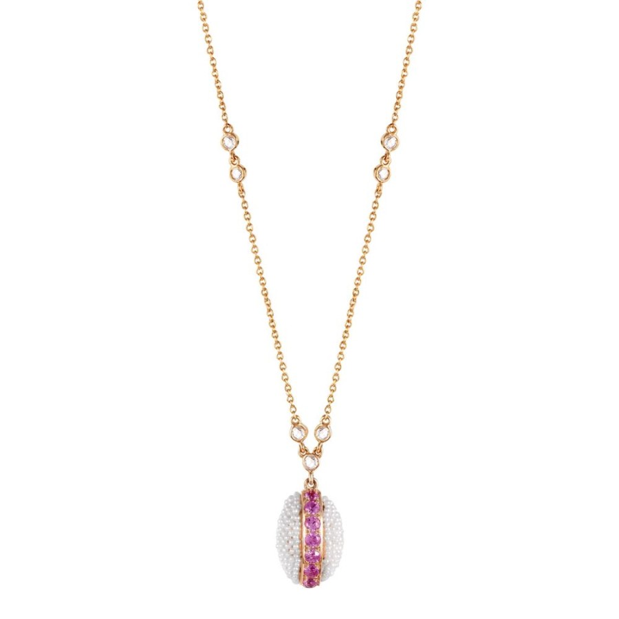 Jewelry Moksh | Bombay Oval Necklace - Pink Sapphire