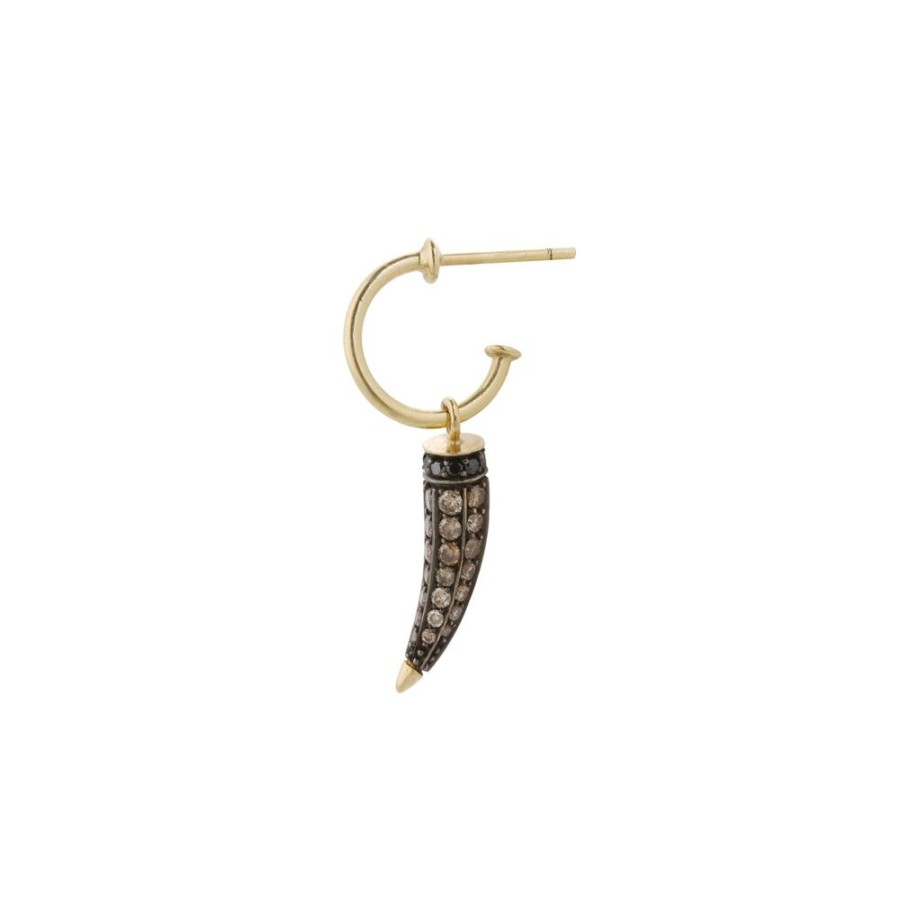 Jewelry Ara Vartanian | Horn Earring - Black & Brown Diamonds