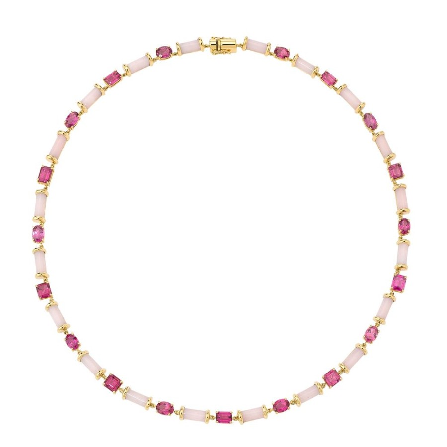 Jewelry Sauer | 80 Years Sofia Necklace - Rubellite And Pink Opal