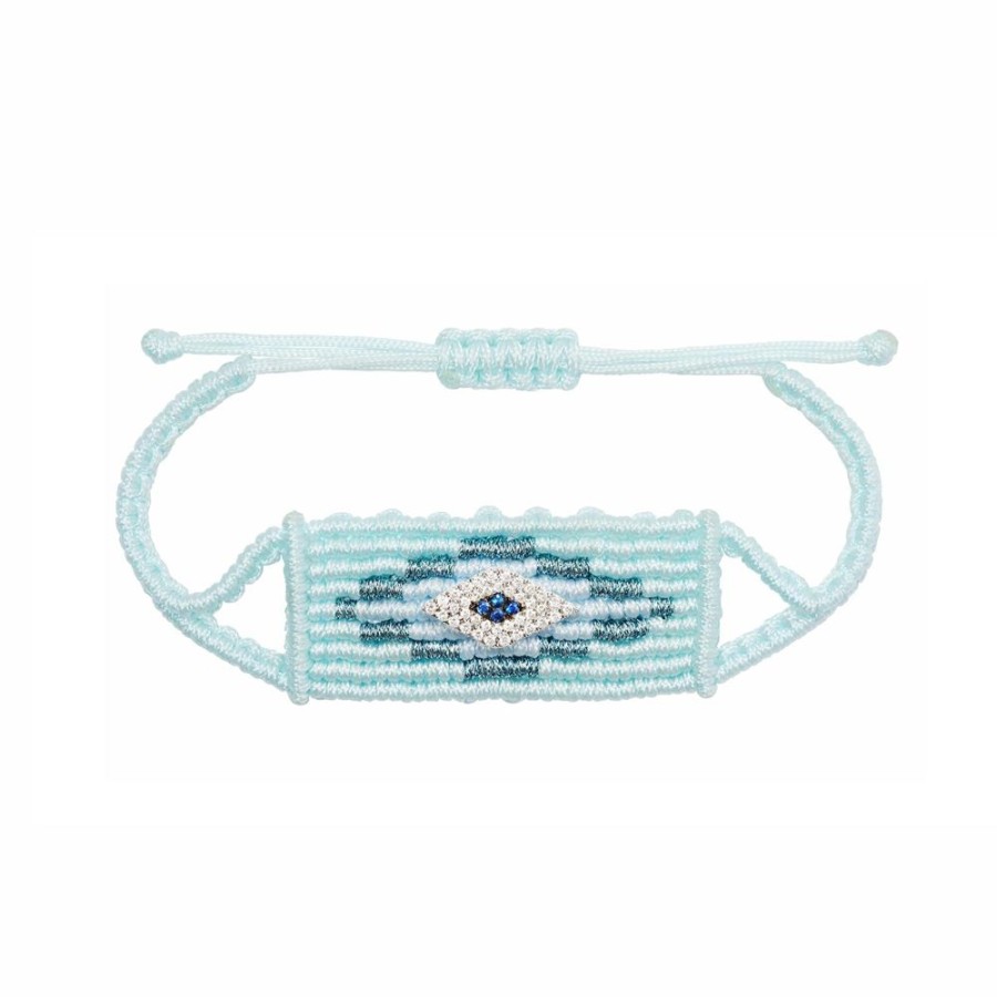 Jewelry Diane Kordas | Mint Square Evil Eye Woven Bracelet