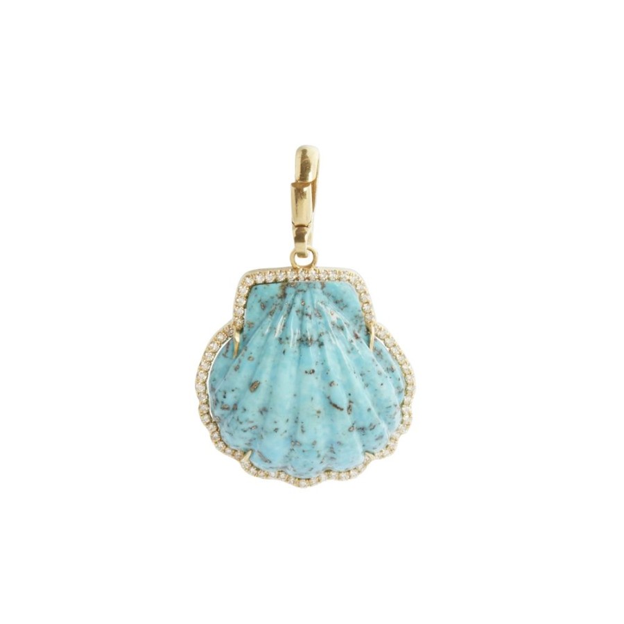 Jewelry Jenna Blake | Carved Shell Charm - Turquoise