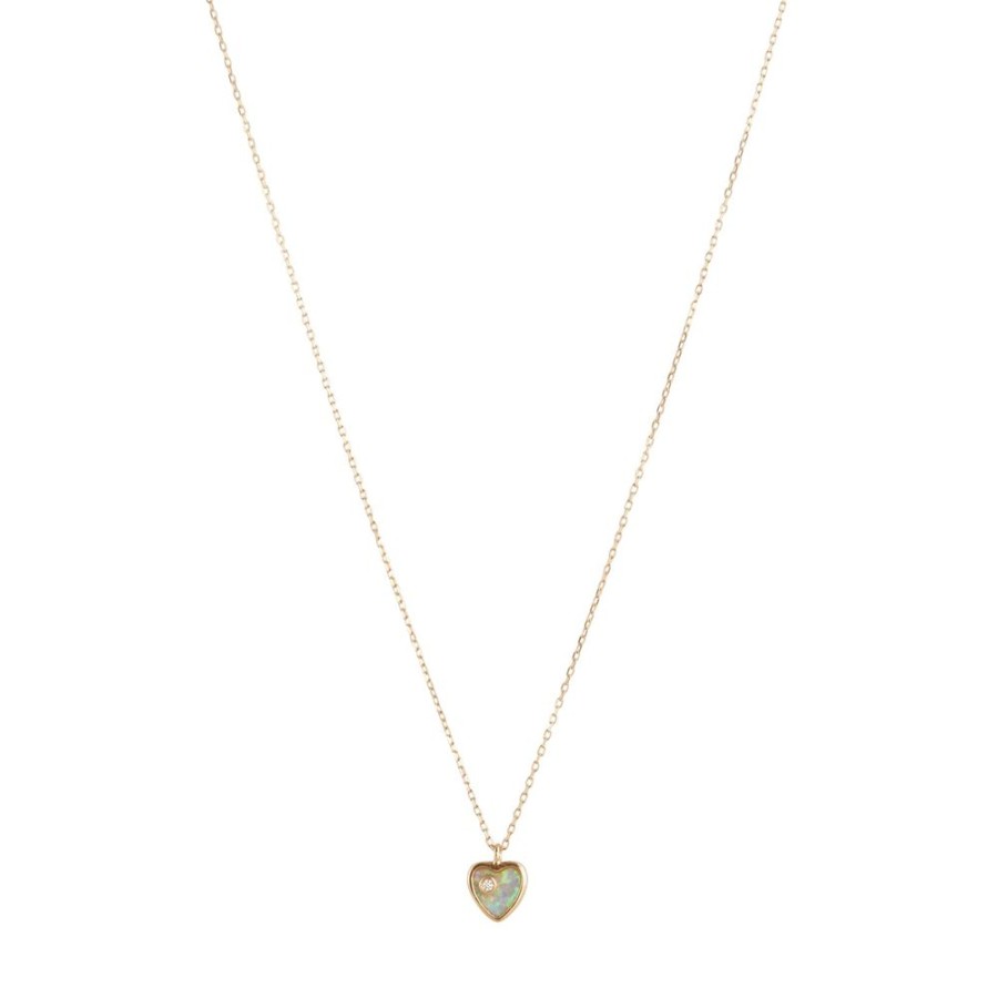 Jewelry Pamela Love | Diamond And Gilson Opal Inlay Heart Pendant Necklace