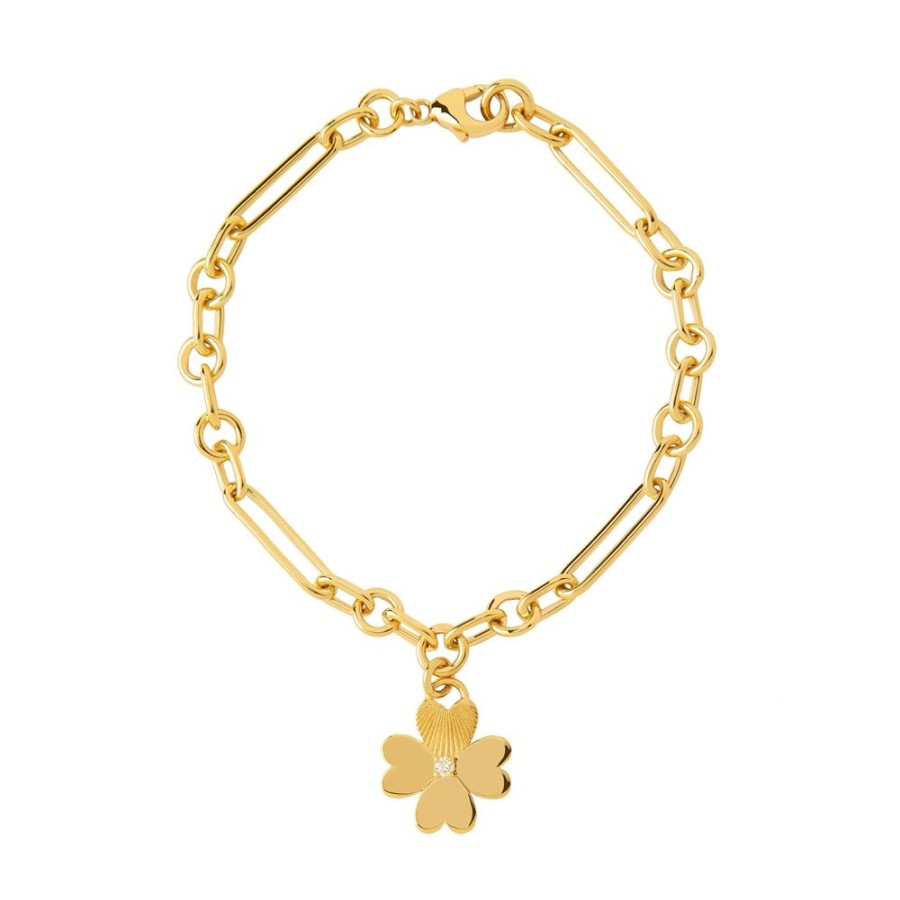 Jewelry Foundrae | Small Mixed Clip Bracelet - Four Heart Clover