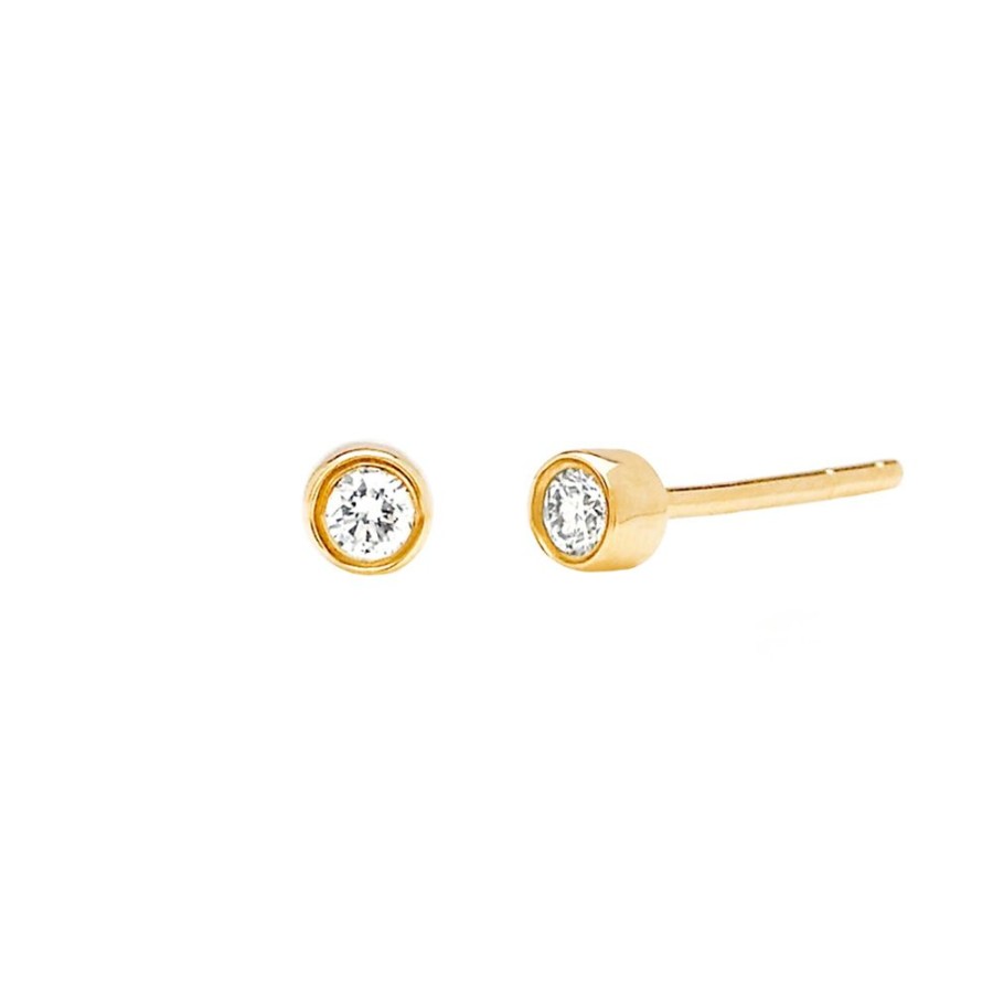 Jewelry EF Collection | Diamond Bezel Studs - Yellow Gold