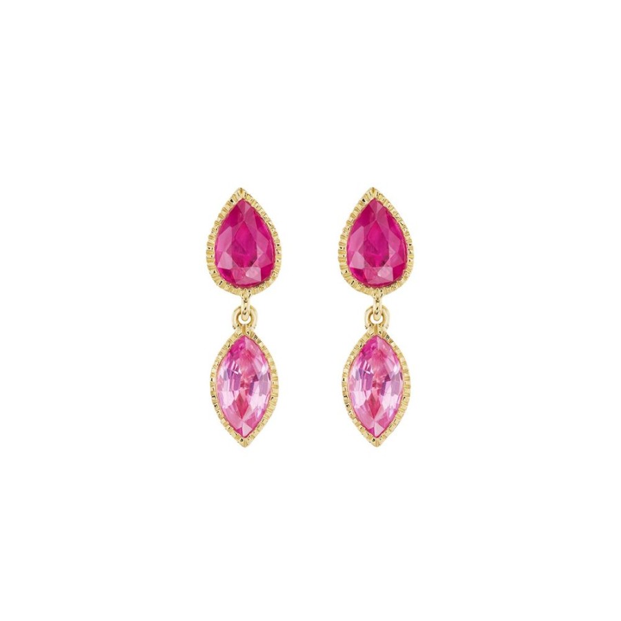 Jewelry Ark | Lakshmi Drop Earrings - Pink Sapphire