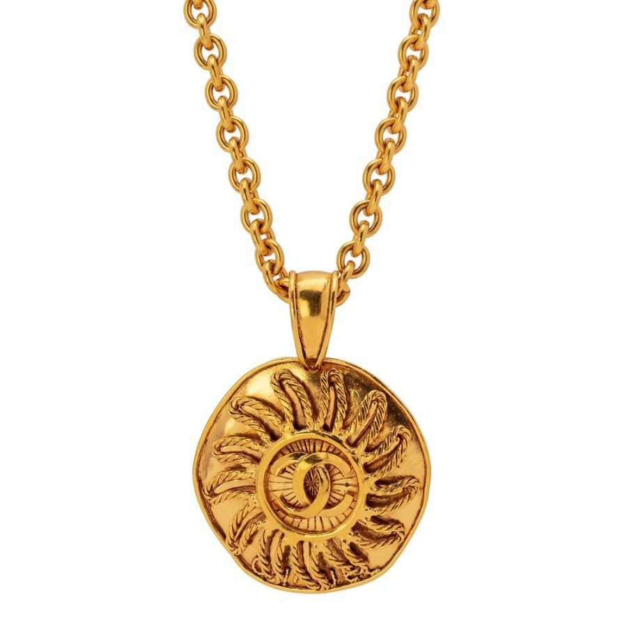 Jewelry Antique & Vintage Jewelry | Chanel Freeform Logo Disk Pendant Necklace