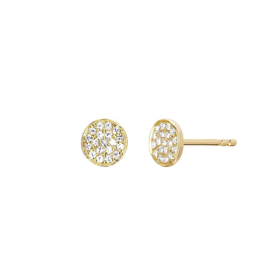 Jewelry EF Collection | Mini Disc Diamond Studs - Yellow Gold