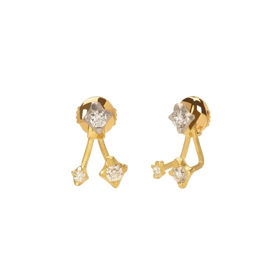 Jewelry Milamore | Hanabi Triple Diamond Ear Jacket Studs