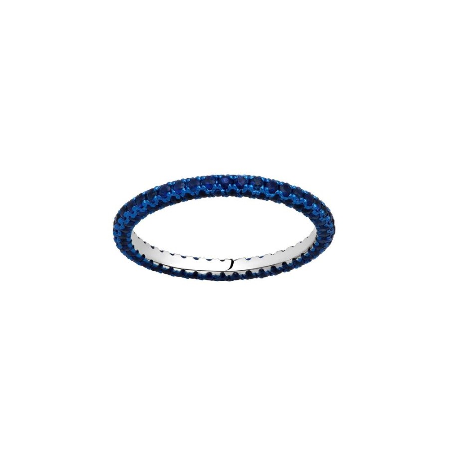 Jewelry Graziela | Blue Sapphire & Blue Rhodium 3 Sided Band Ring