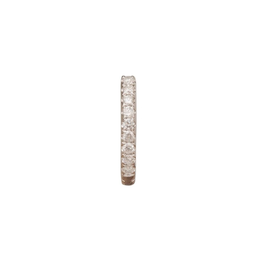 Jewelry Trouver | Half Paved Huggie 8Mm - White Gold