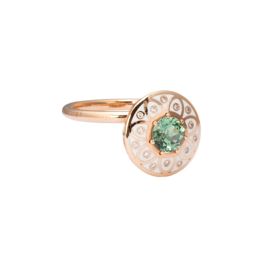 Jewelry Selim Mouzannar | Tourmaline And Diamond Ring - Ivory Enamel