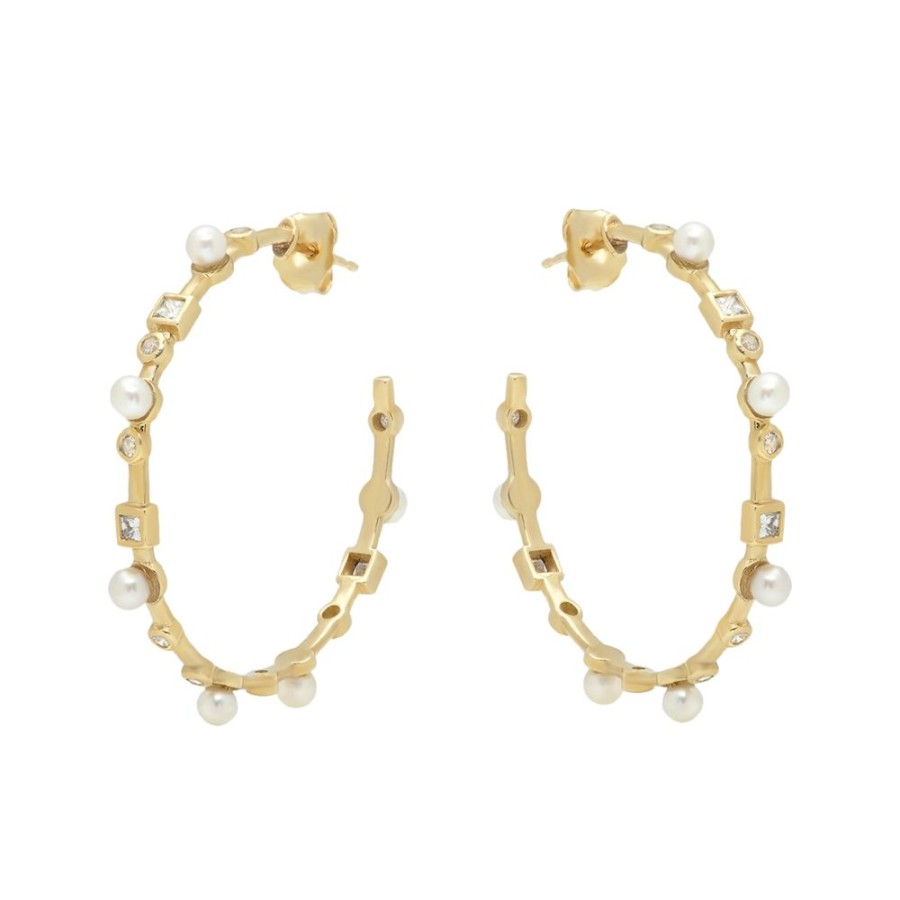 Jewelry Nancy Newberg | Hoop Earrings With Pearls And Diamonds