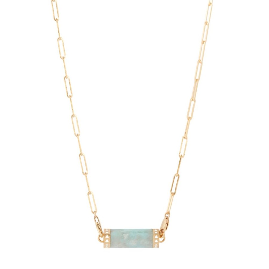 Jewelry Maqé | Aquaprase Divinty Bar Pendant Medium Link Chain Necklace