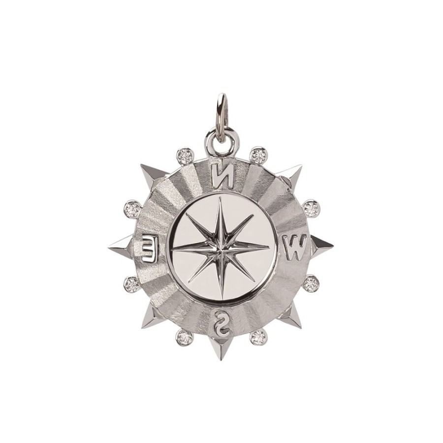 Jewelry Foundrae | Medium Internal Compass Medallion - White Gold