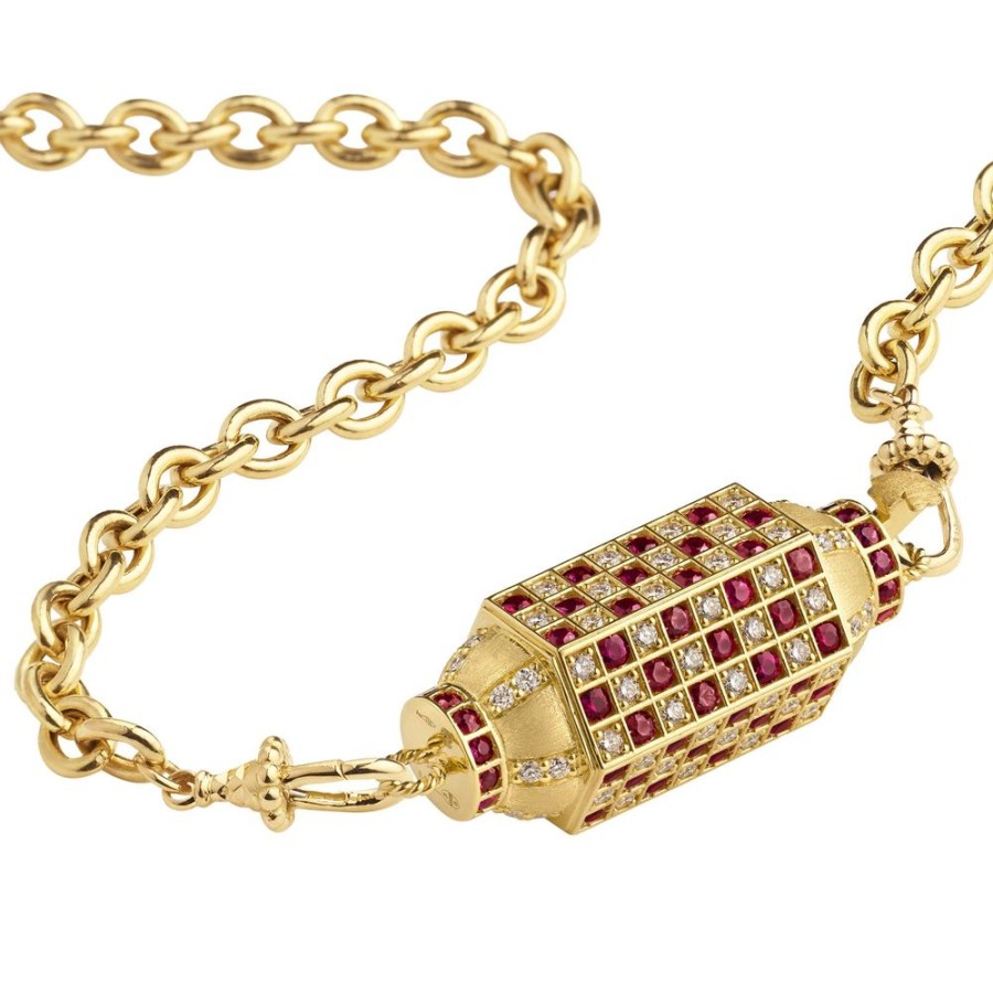 Jewelry Marie Lichtenberg | Ruby And Diamond Locket On Rosa Classic Chain