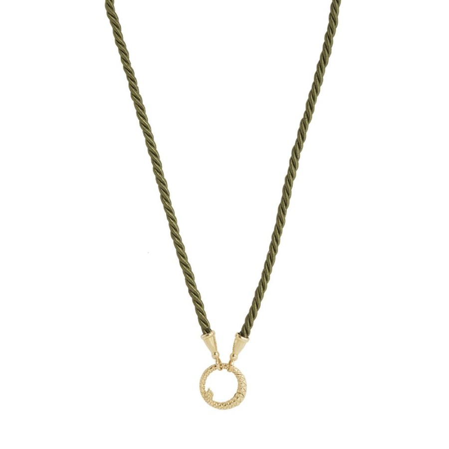 Jewelry Jenna Blake | Green Chord Snake Clasp Necklace