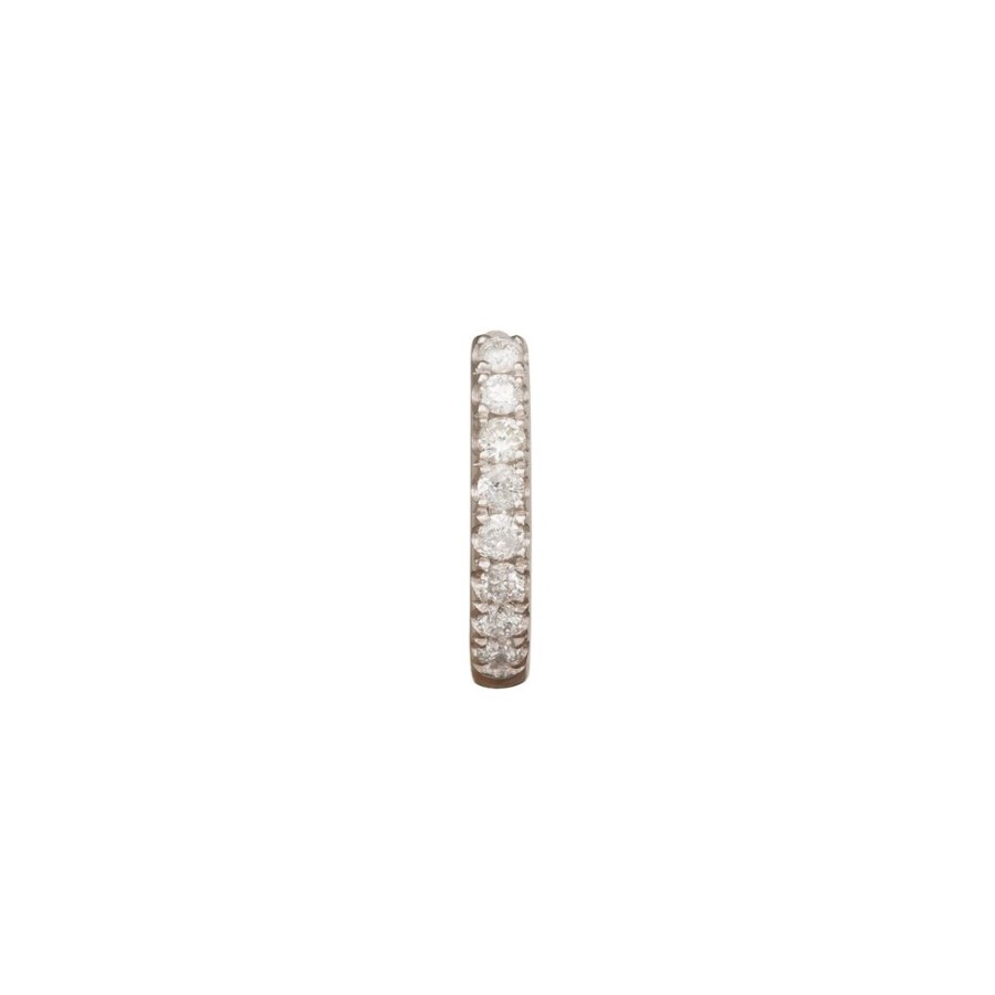 Jewelry Trouver | Half Paved Huggie 6.5Mm - White Gold