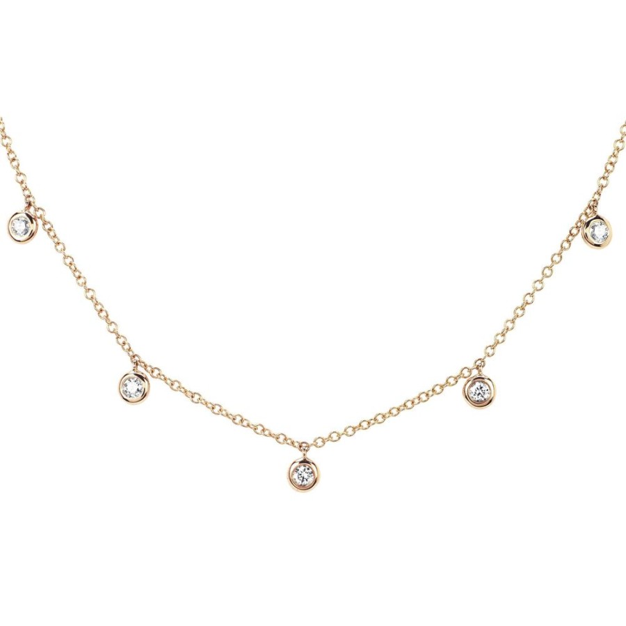 Jewelry EF Collection | 5 Diamond Bezel Choker Necklace