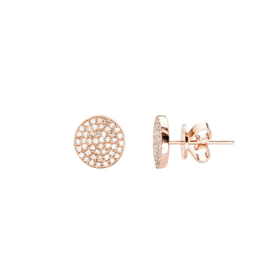 Jewelry EF Collection | Disc Studs - Rose Gold