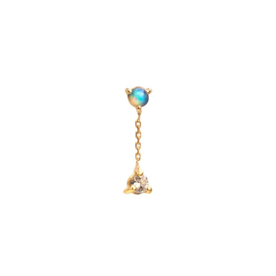 Jewelry WWAKE | Two Step Opal & Diamond Chain Earring