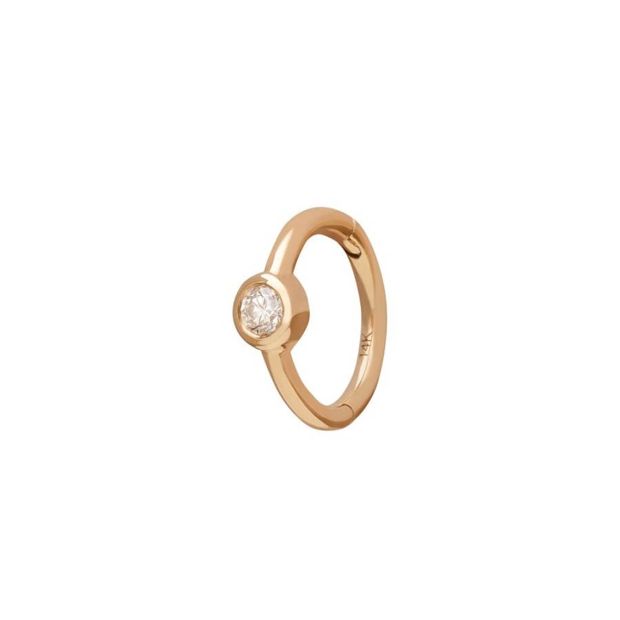 Jewelry Trouver | Round Bezel Huggie 6.5Mm - Yellow Gold