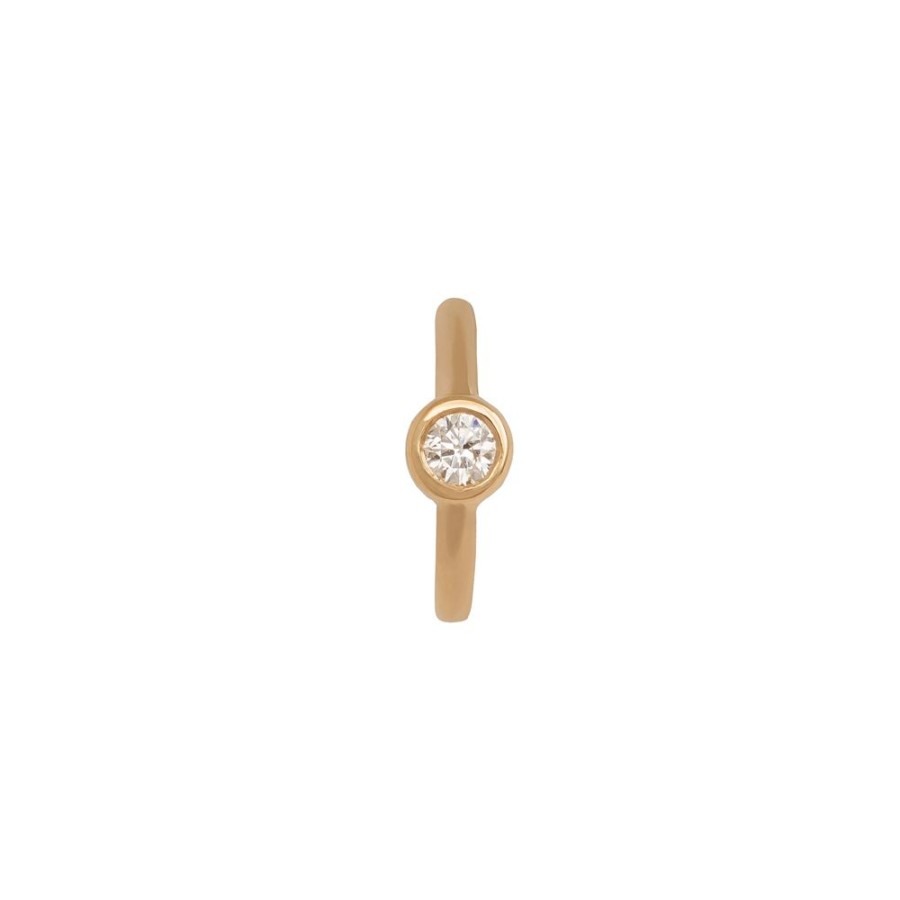 Jewelry Trouver | Round Bezel Huggie 6.5Mm - Yellow Gold