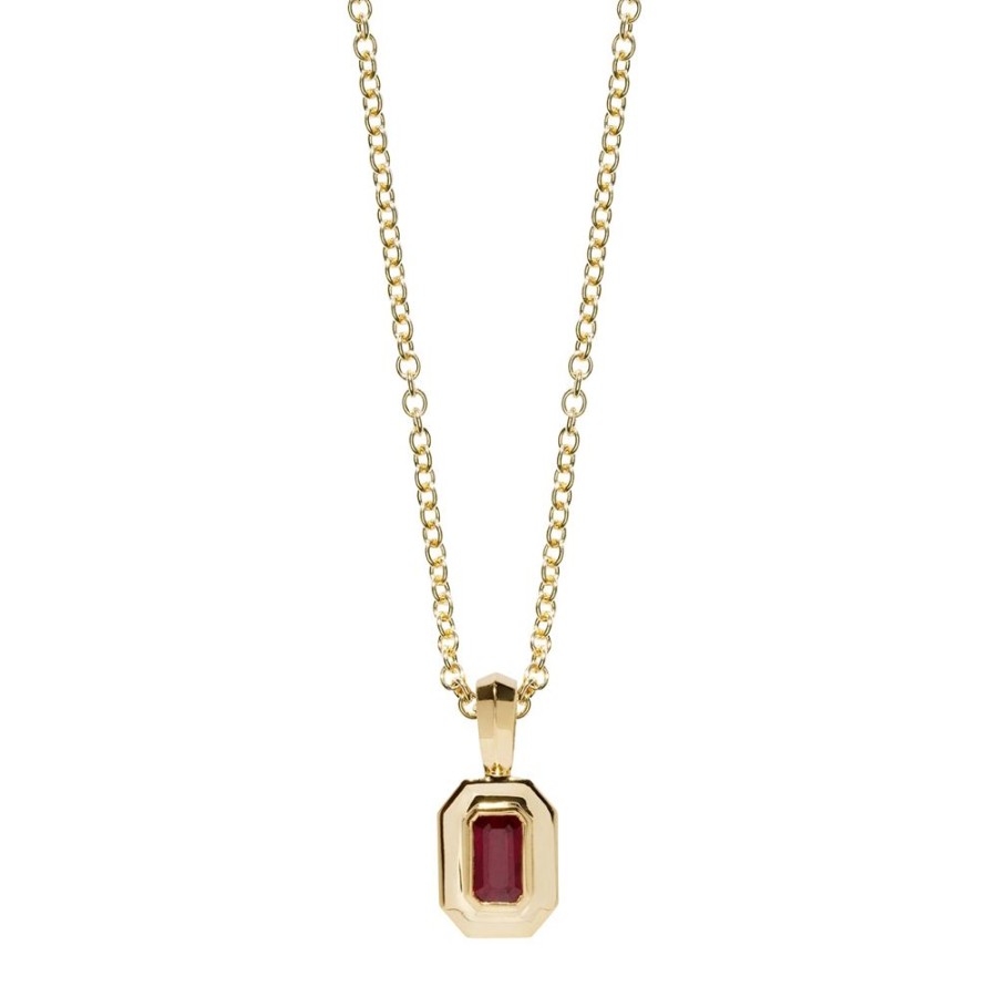 Jewelry Azlee | Staircase Petite Charm Necklace - Ruby