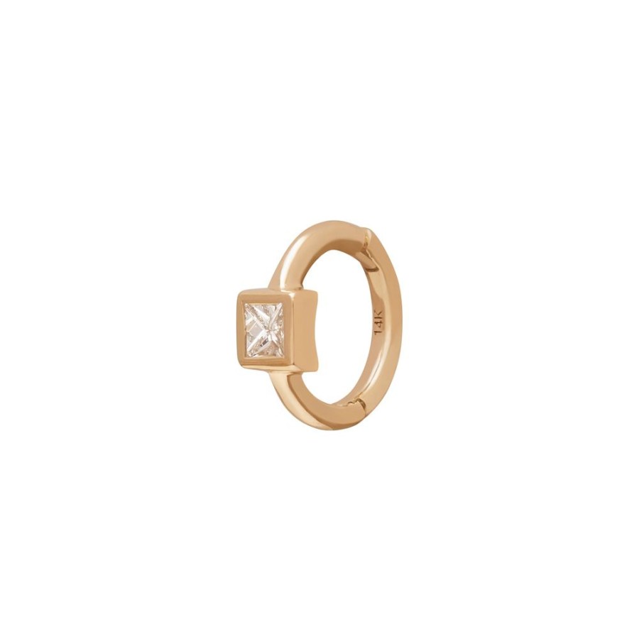 Jewelry Trouver | Square Bezel Huggie 5Mm - Yellow Gold