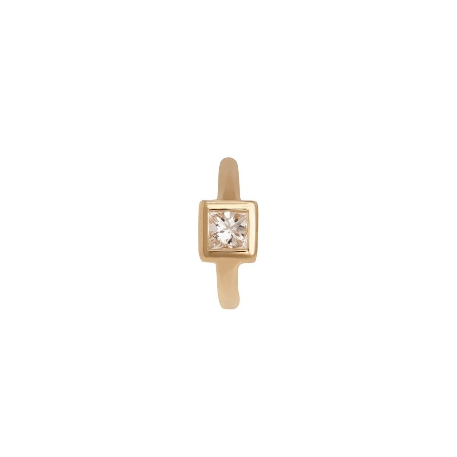 Jewelry Trouver | Square Bezel Huggie 5Mm - Yellow Gold