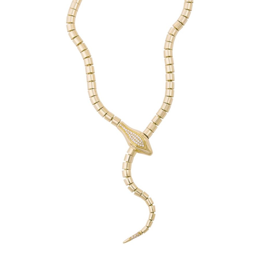 Jewelry Sidney Garber | Wrap Around Snake Lariat Necklace - Yellow Gold