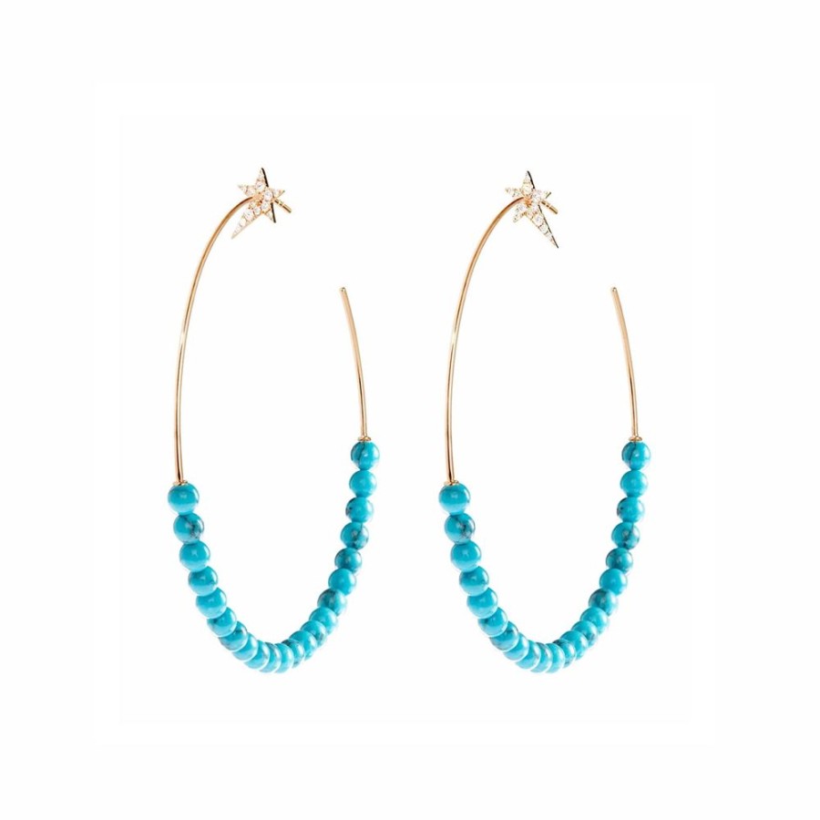 Jewelry Diane Kordas | Star Motif Earrings With Turquoise Beads