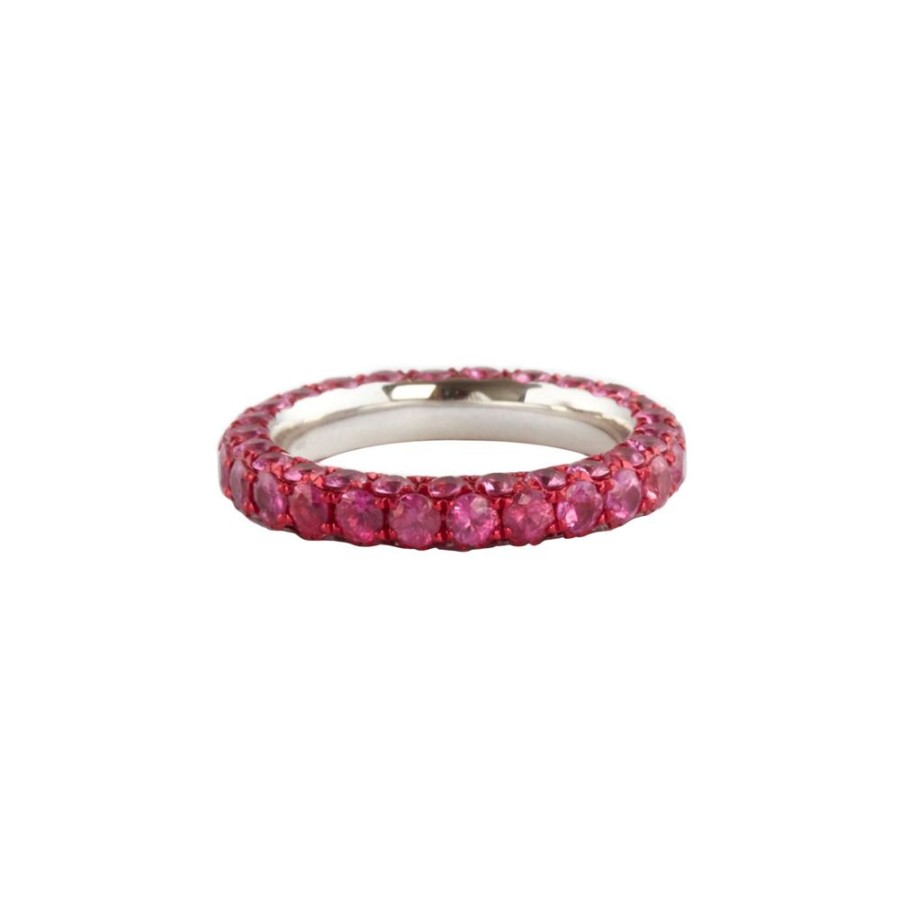 Jewelry Graziela | 3 Sided Ring - One-Of-A-Kind Dark Pink Sapphire And Fuchsia Rhodium